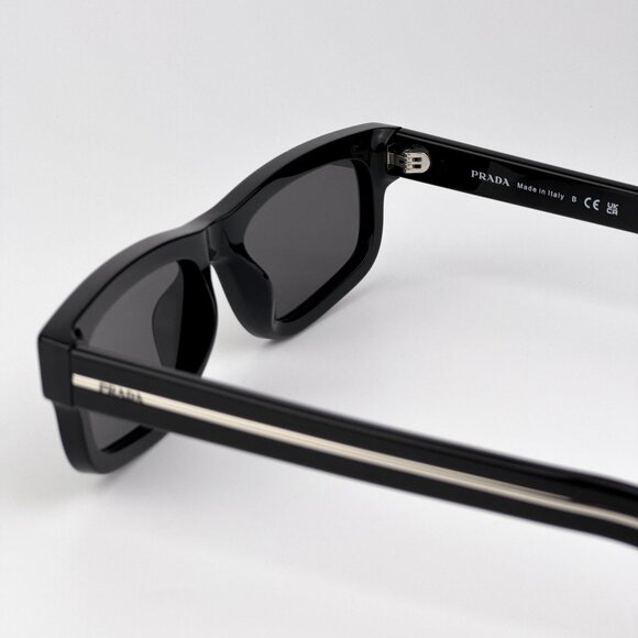 Prada PRB11S Sunglasses – Black Rectangle Frame Grey Crystal | Model 16K731 - Picture 7 of 11